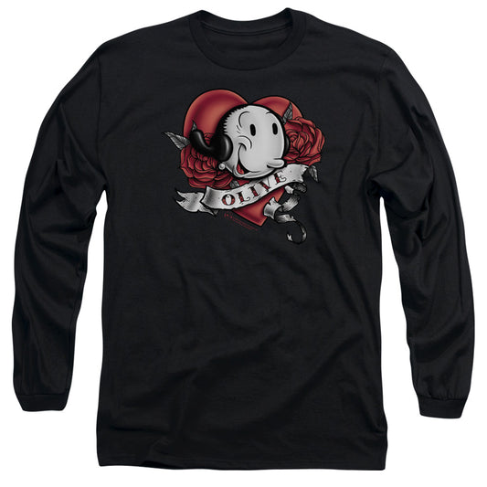 Popeye Olive Tattoo Mens Long Sleeve Shirt Black