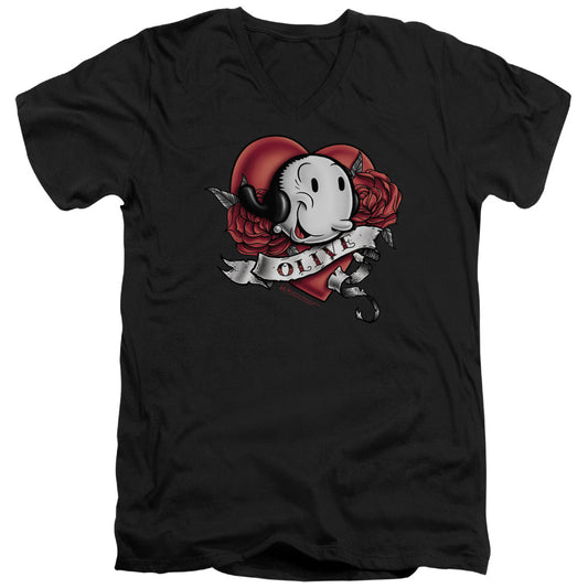 Popeye Olive Tattoo S S Adult V Neck Black