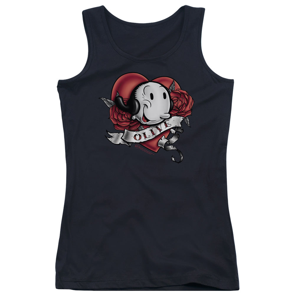 Popeye Olive Tattoo Womens Tank Top Shirt Black