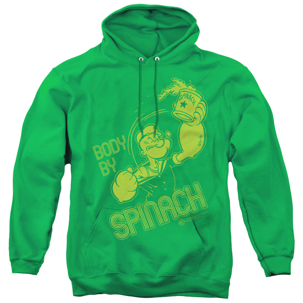 Popeye Body By Spinach Mens Hoodie Kelly Green