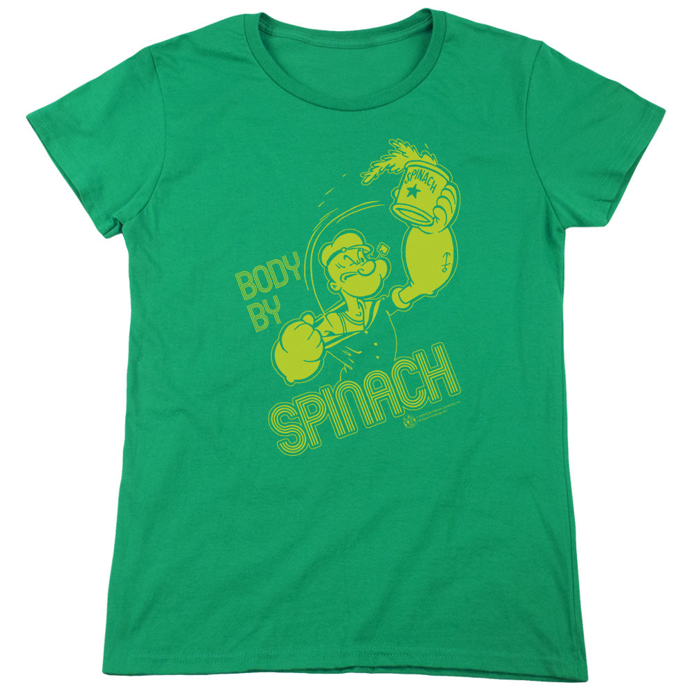 Popeye Body By Spinach Womens T Shirt Kelly Green