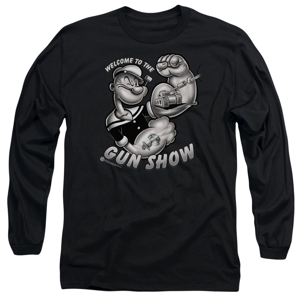 Popeye Gun Show Mens Long Sleeve Shirt Black