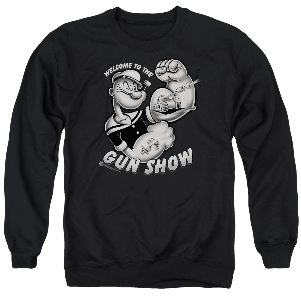 Popeye Gun Show Mens Crewneck Sweatshirt Black