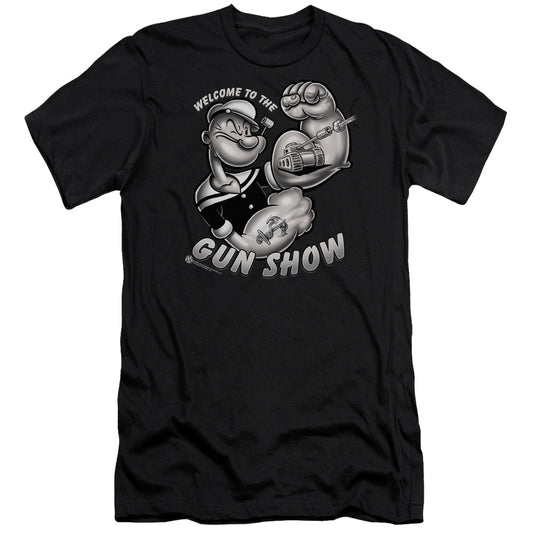 Popeye Gun Show Premium Bella Canvas Slim Fit Mens T Shirt Black