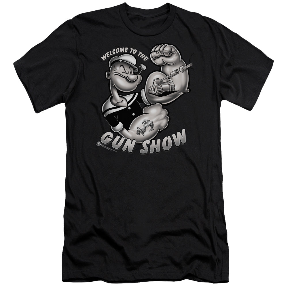 Popeye Gun Show Slim Fit Mens T Shirt Black