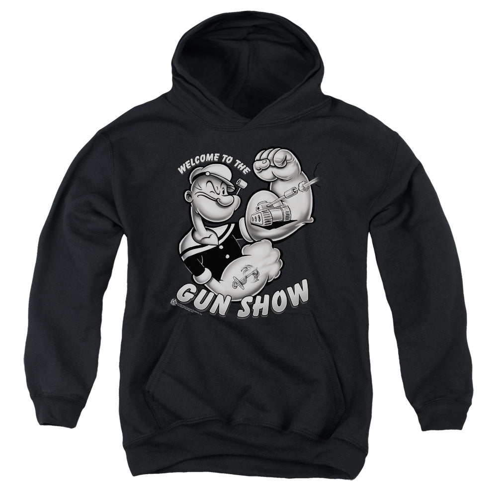 Popeye Gun Show Kids Youth Hoodie Black