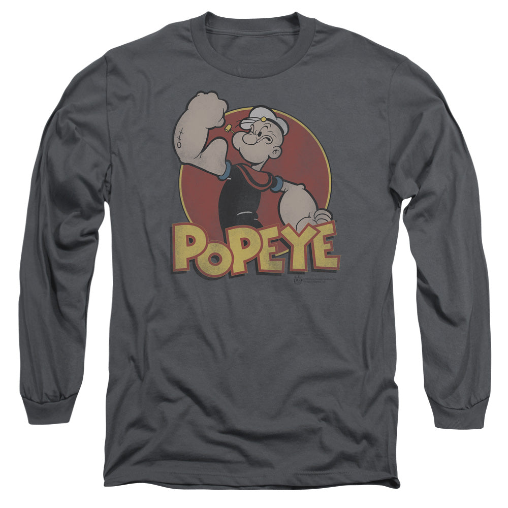 Popeye Retro Ring Mens Long Sleeve Shirt Charcoal