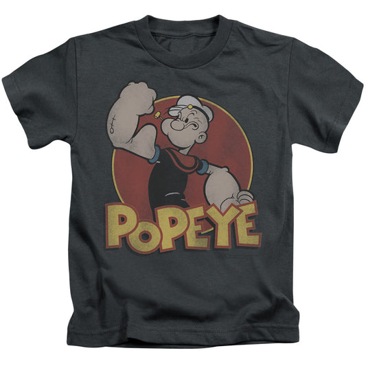 Popeye Retro Ring Juvenile Kids Youth T Shirt Charcoal