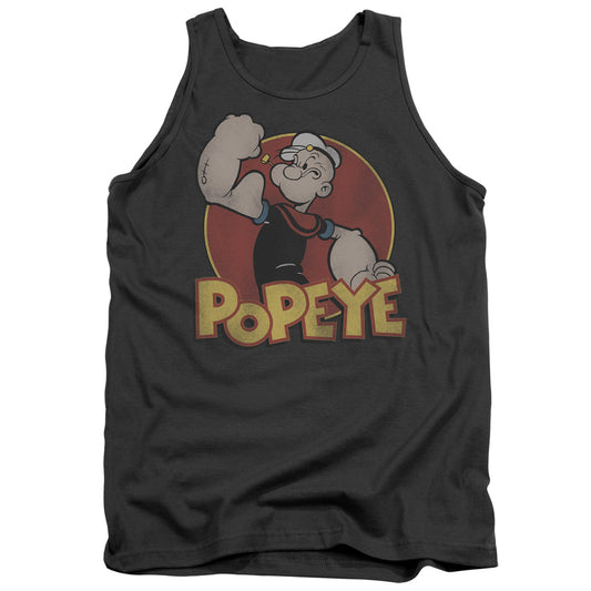 Popeye Retro Ring Mens Tank Top Shirt Charcoal