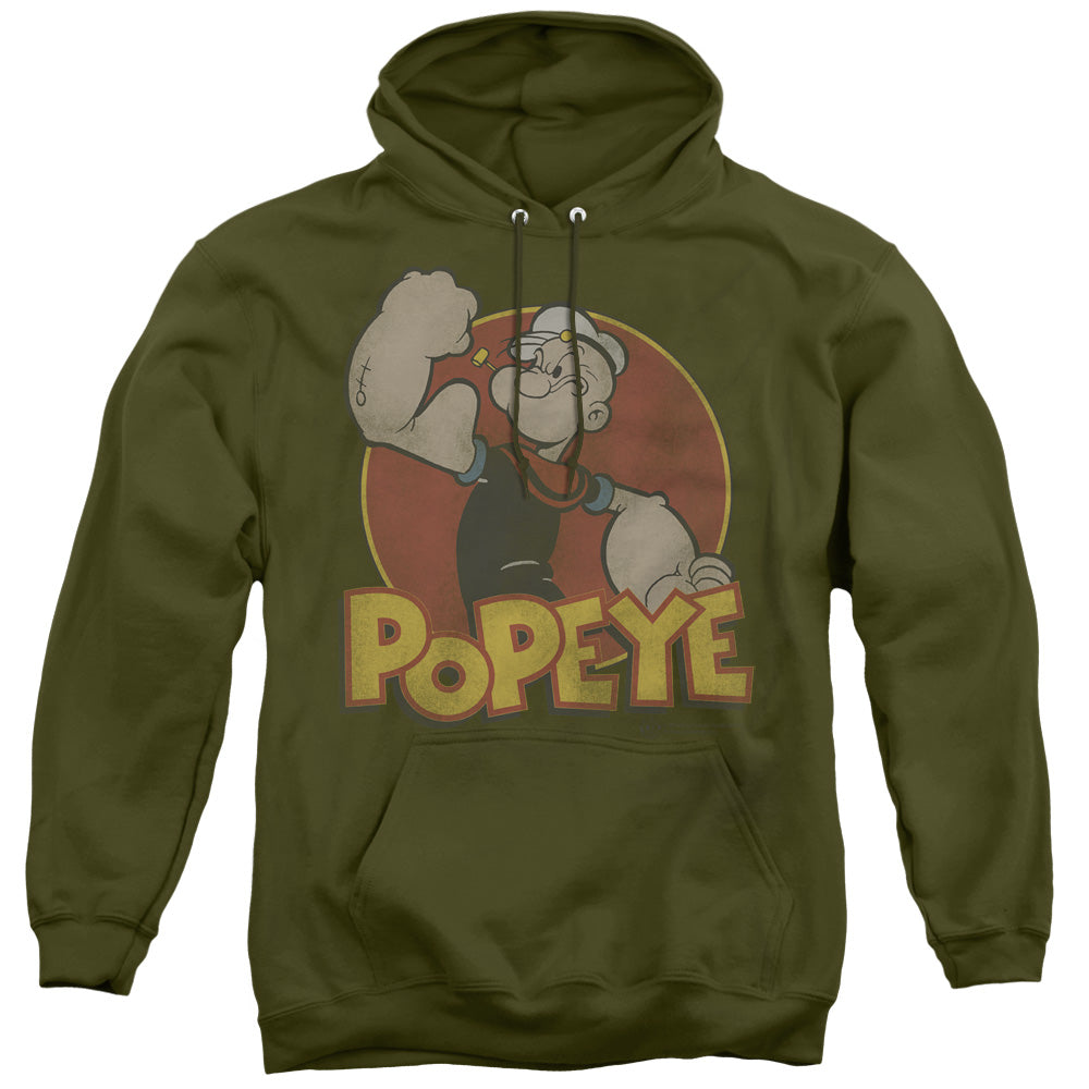 Popeye Retro Ring Mens Hoodie Military Green