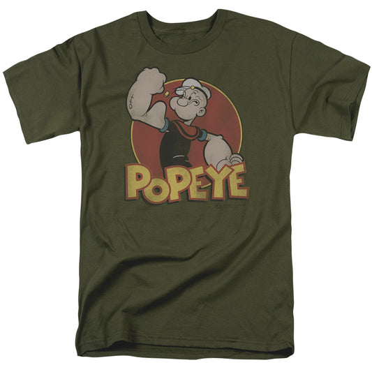 Popeye Retro Ring Mens T Shirt Military Green