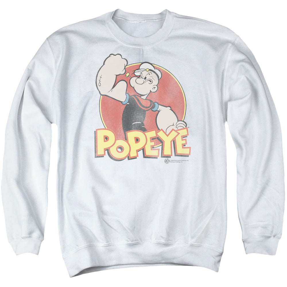 Popeye Retro Ring Mens Crewneck Sweatshirt White