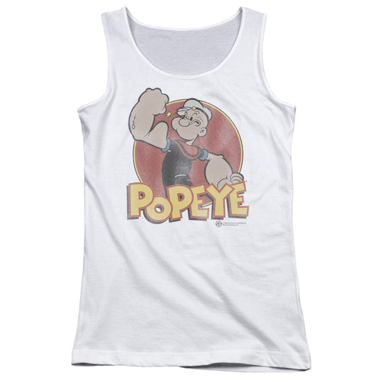 Popeye Retro Ring Womens Tank Top Shirt White