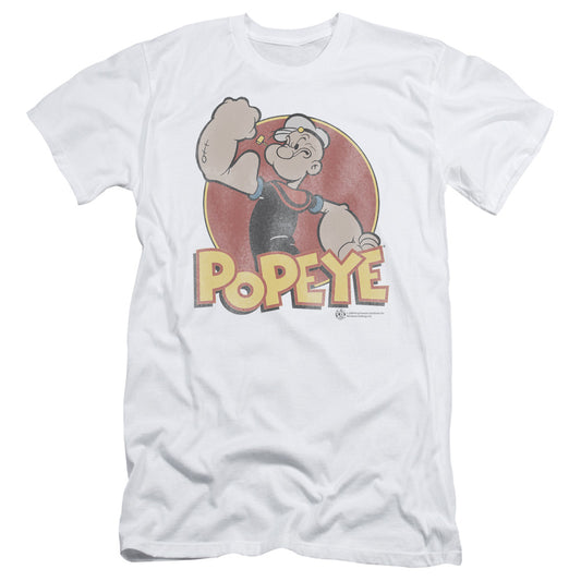 Popeye Retro Ring Slim Fit Mens T Shirt White