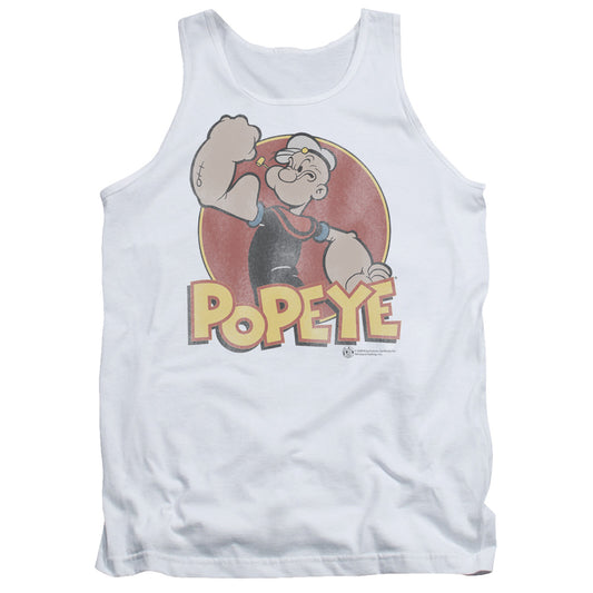 Popeye Retro Ring Mens Tank Top Shirt White