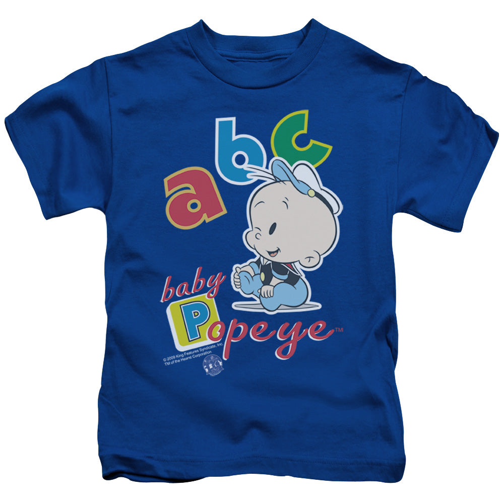 Popeye Abc Juvenile Kids Youth T Shirt Royal Blue