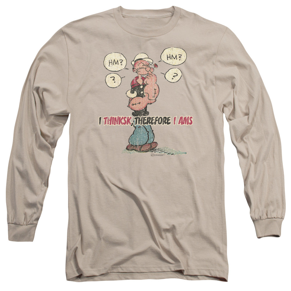 Popeye The Thinkster Mens Long Sleeve Shirt Sand