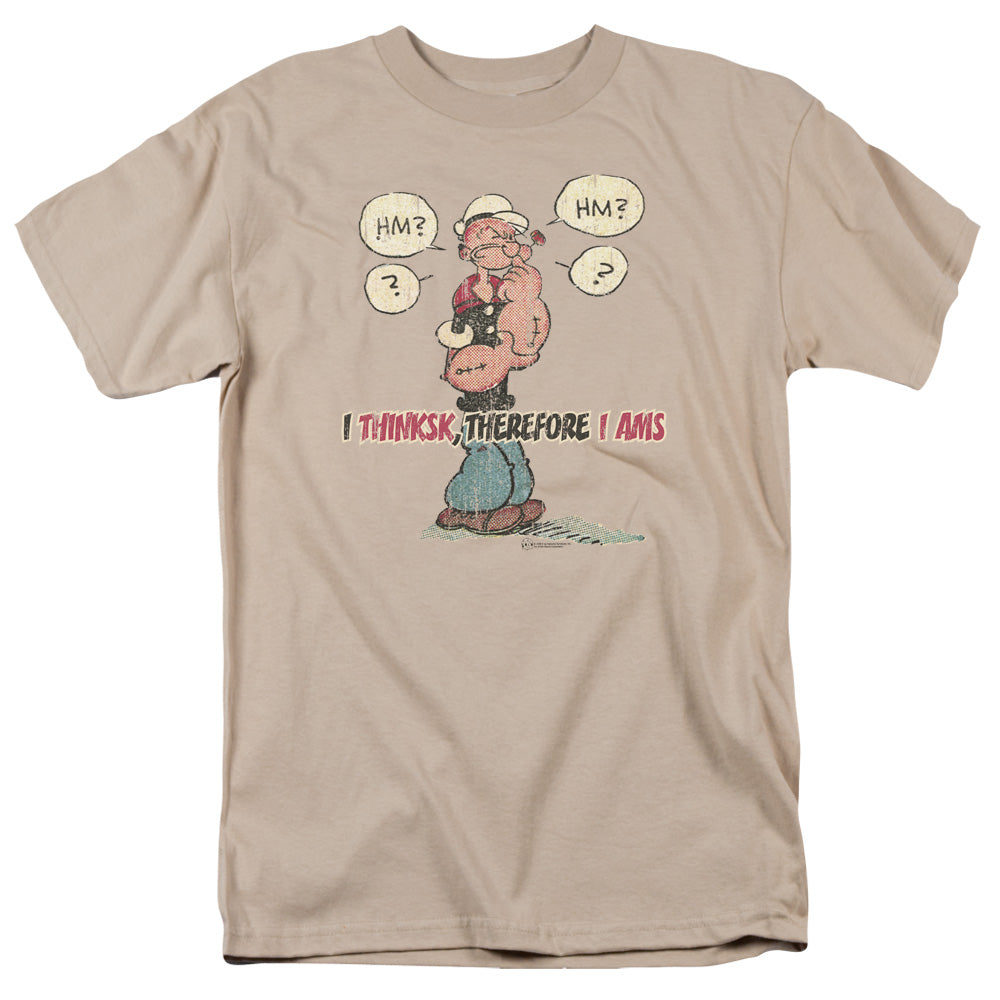 Popeye The Thinkster Mens T Shirt Sand