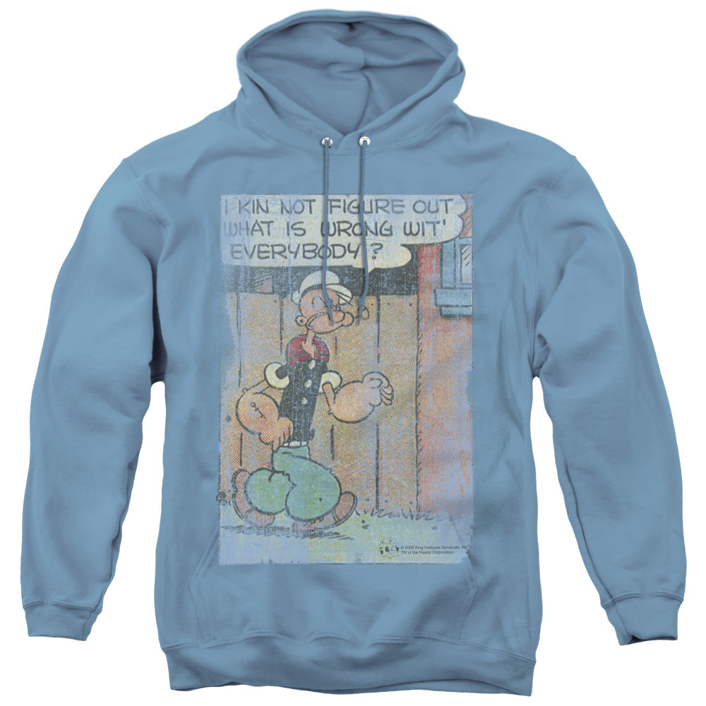 Popeye Puzzled Mens Hoodie Carolina Blue