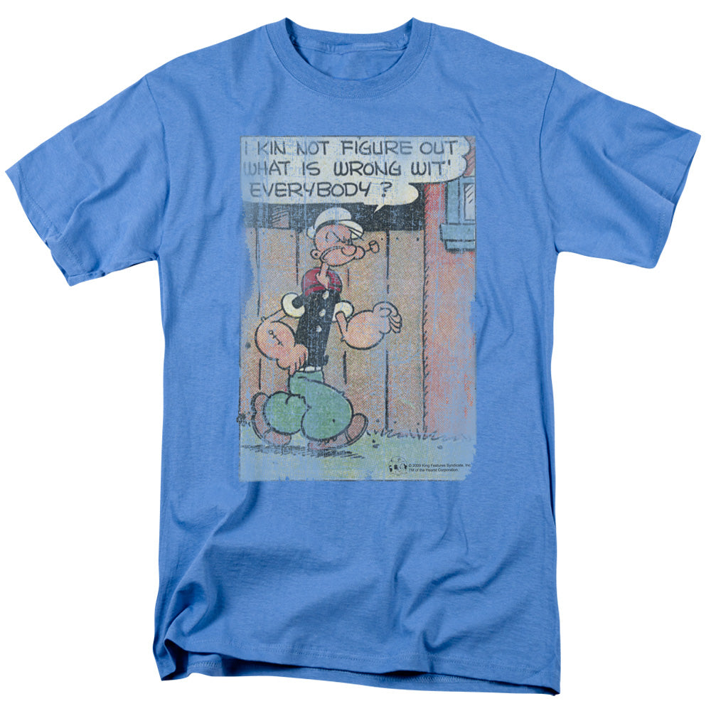 Popeye Puzzled Mens T Shirt Carolina Blue