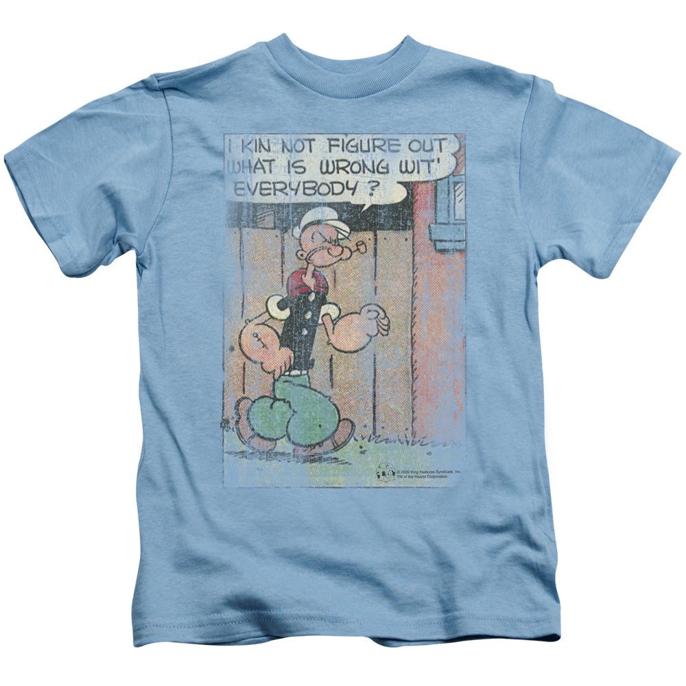 Popeye Puzzled Juvenile Kids Youth T Shirt Carolina Blue