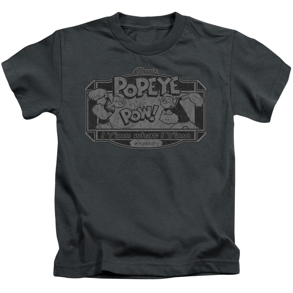 Popeye Classic Popeye Juvenile Kids Youth T Shirt Charcoal