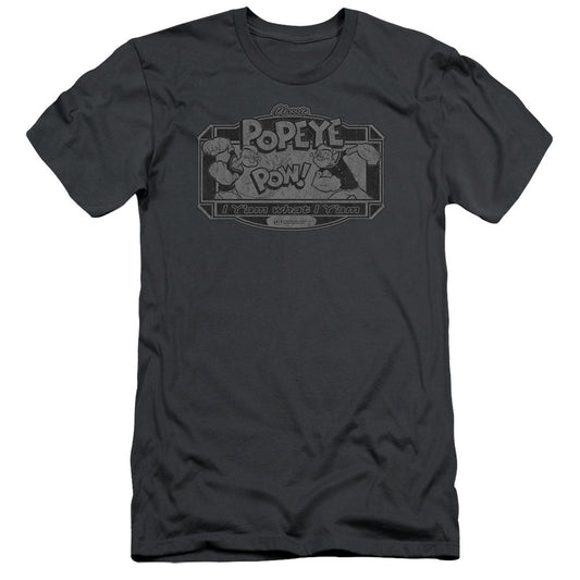 Popeye Classic Popeye Slim Fit Mens T Shirt Charcoal