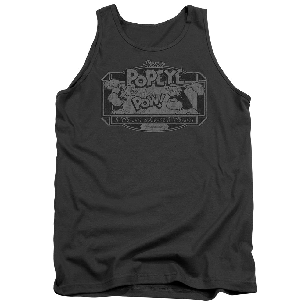 Popeye Classic Popeye Mens Tank Top Shirt Charcoal