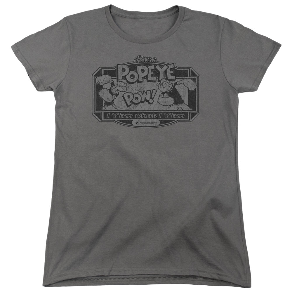 Popeye Classic Popeye Womens T Shirt Charcoal