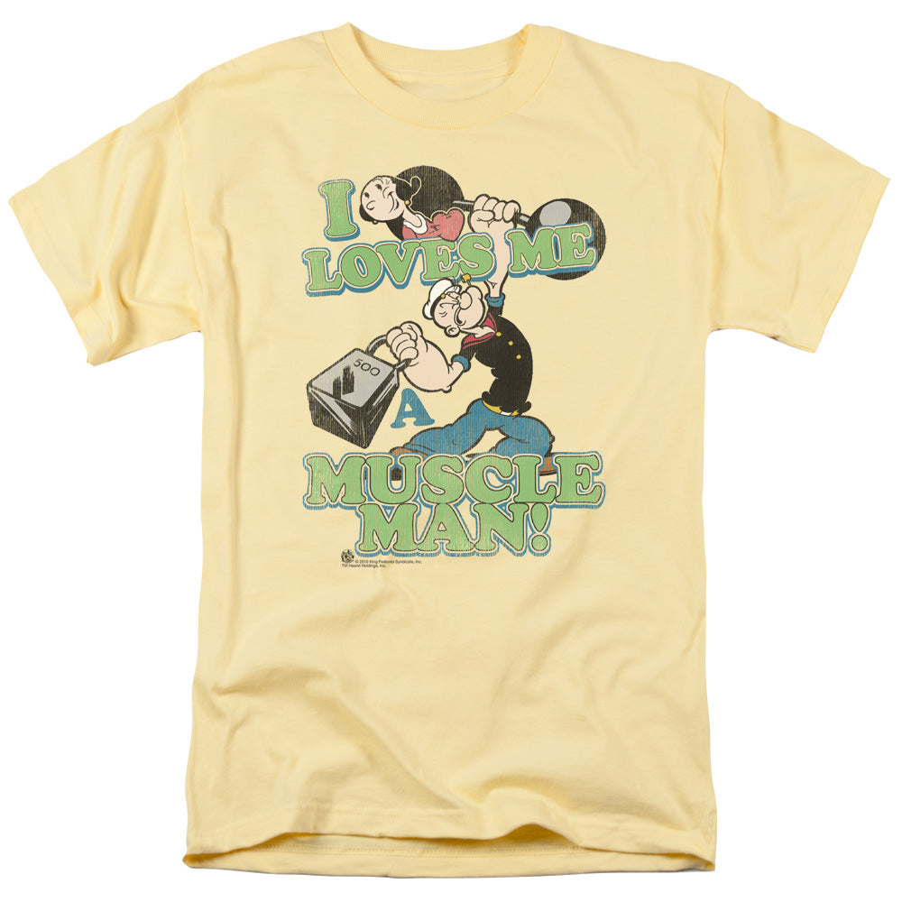 Popeye Muscle Man Mens T Shirt Yellow