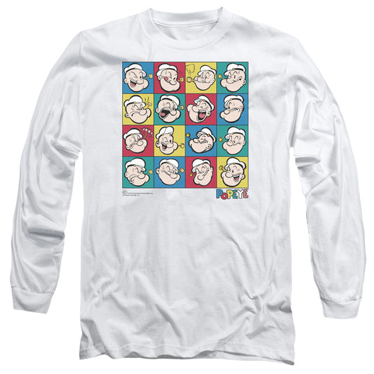 Popeye Color Block Mens Long Sleeve Shirt White