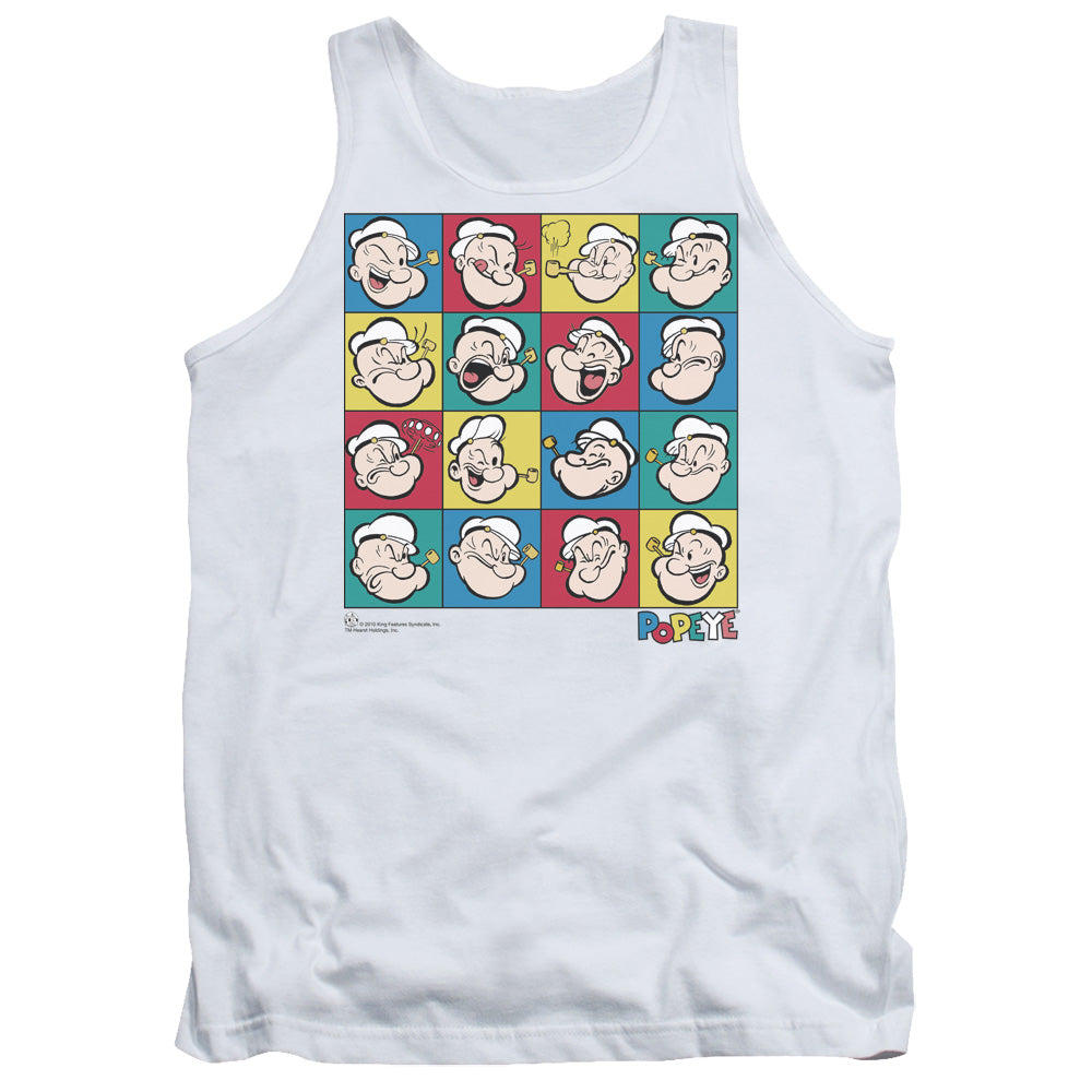 Popeye Color Block Mens Tank Top Shirt White