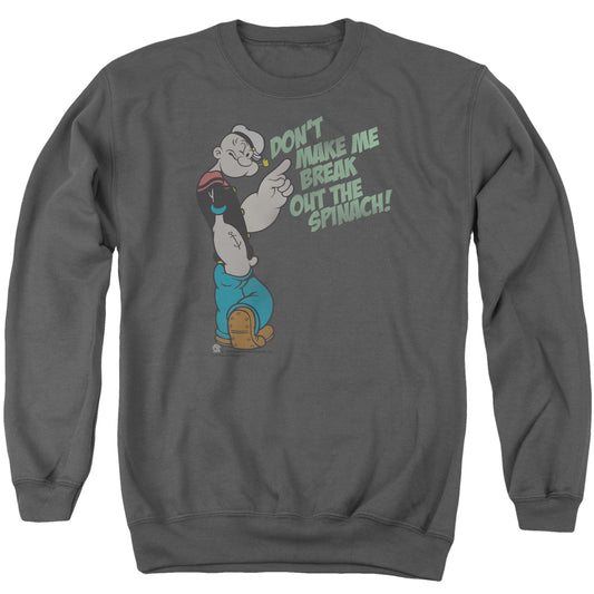 Popeye Break Out Spinach Mens Crewneck Sweatshirt Charcoal