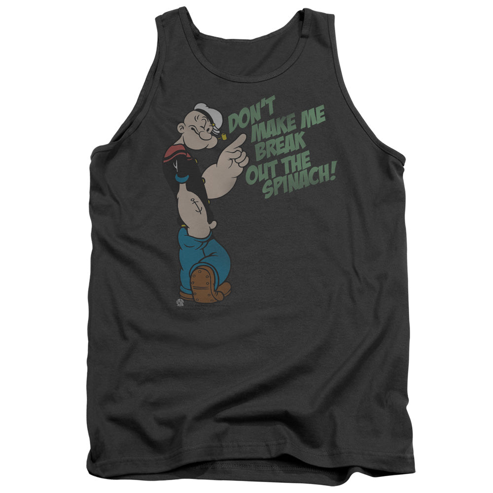 Popeye Break Out Spinach Mens Tank Top Shirt Charcoal