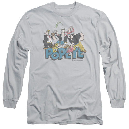 Popeye The Gang Mens Long Sleeve Shirt Silver