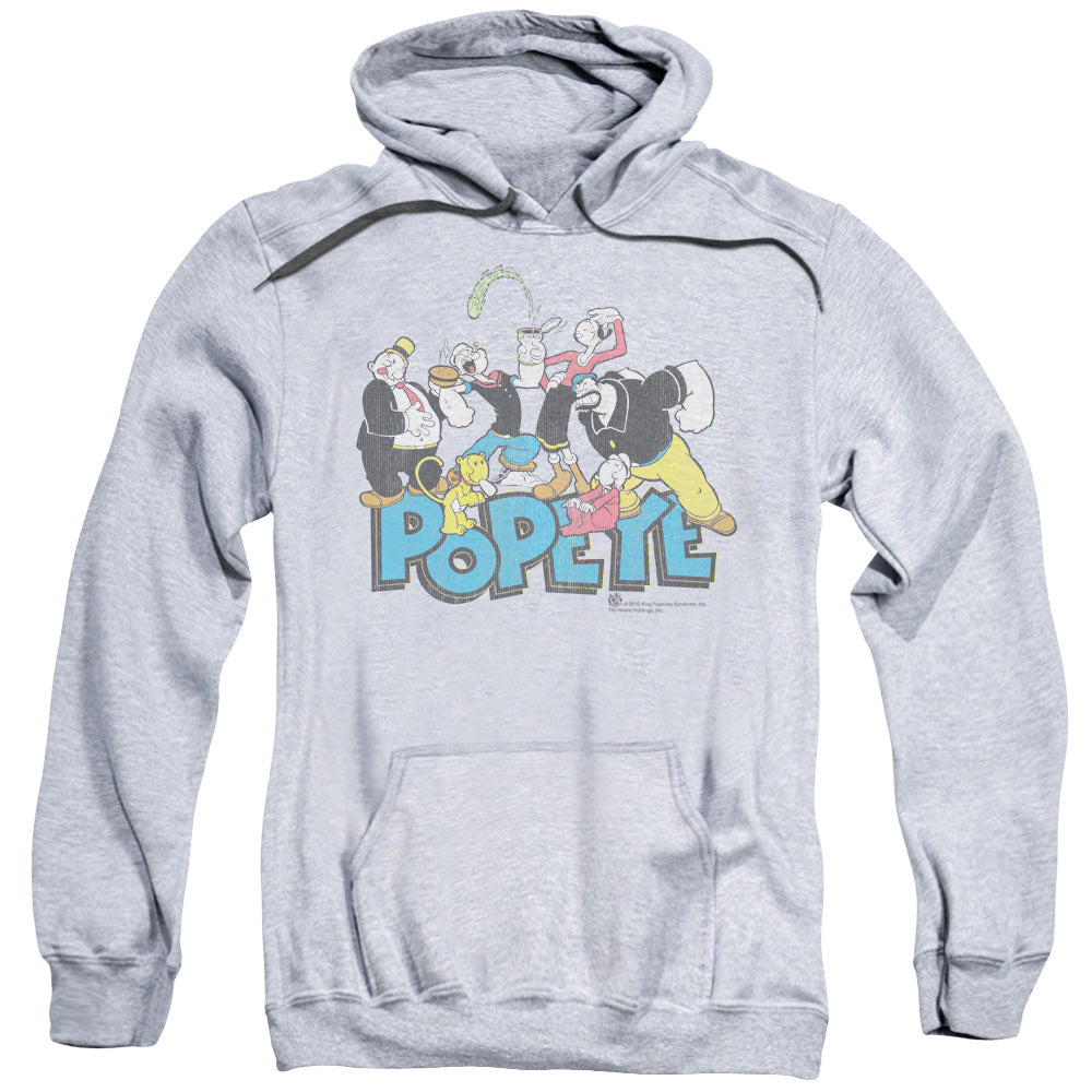 Popeye The Gang Mens Hoodie Athletic Heather