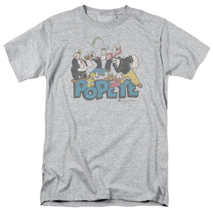 Popeye The Gang Mens T Shirt Athletic Heather