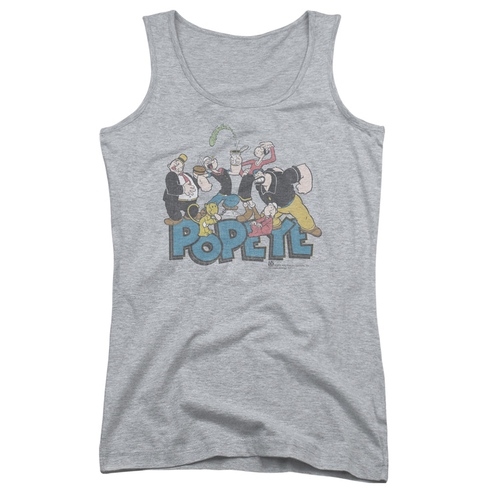 Popeye The Gang Womens Tank Top Shirt Athletic Heather