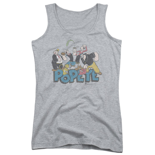 Popeye The Gang Womens Tank Top Shirt Athletic Heather