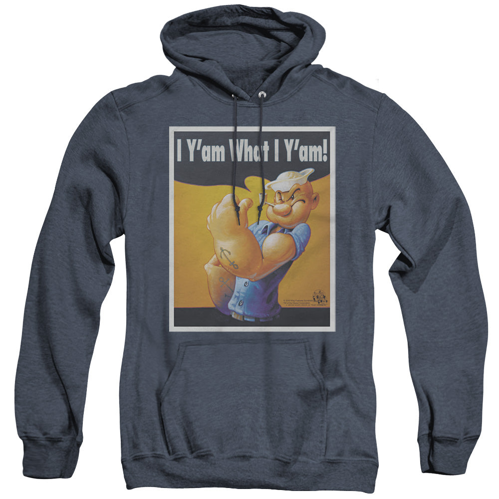 Popeye I Can Do It Heather Mens Hoodie Navy