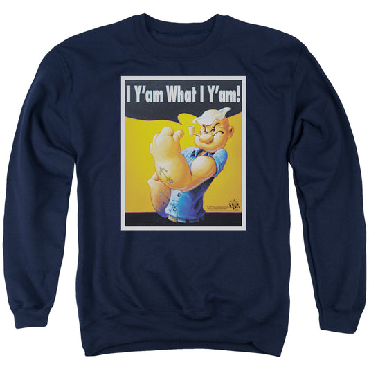 Popeye I Can Do It Mens Crewneck Sweatshirt Navy