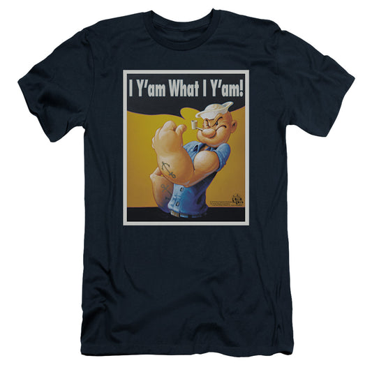 Popeye I Can Do It Slim Fit Mens T Shirt Navy