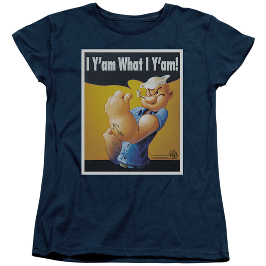 Popeye I Can Do It Womens T Shirt Navy