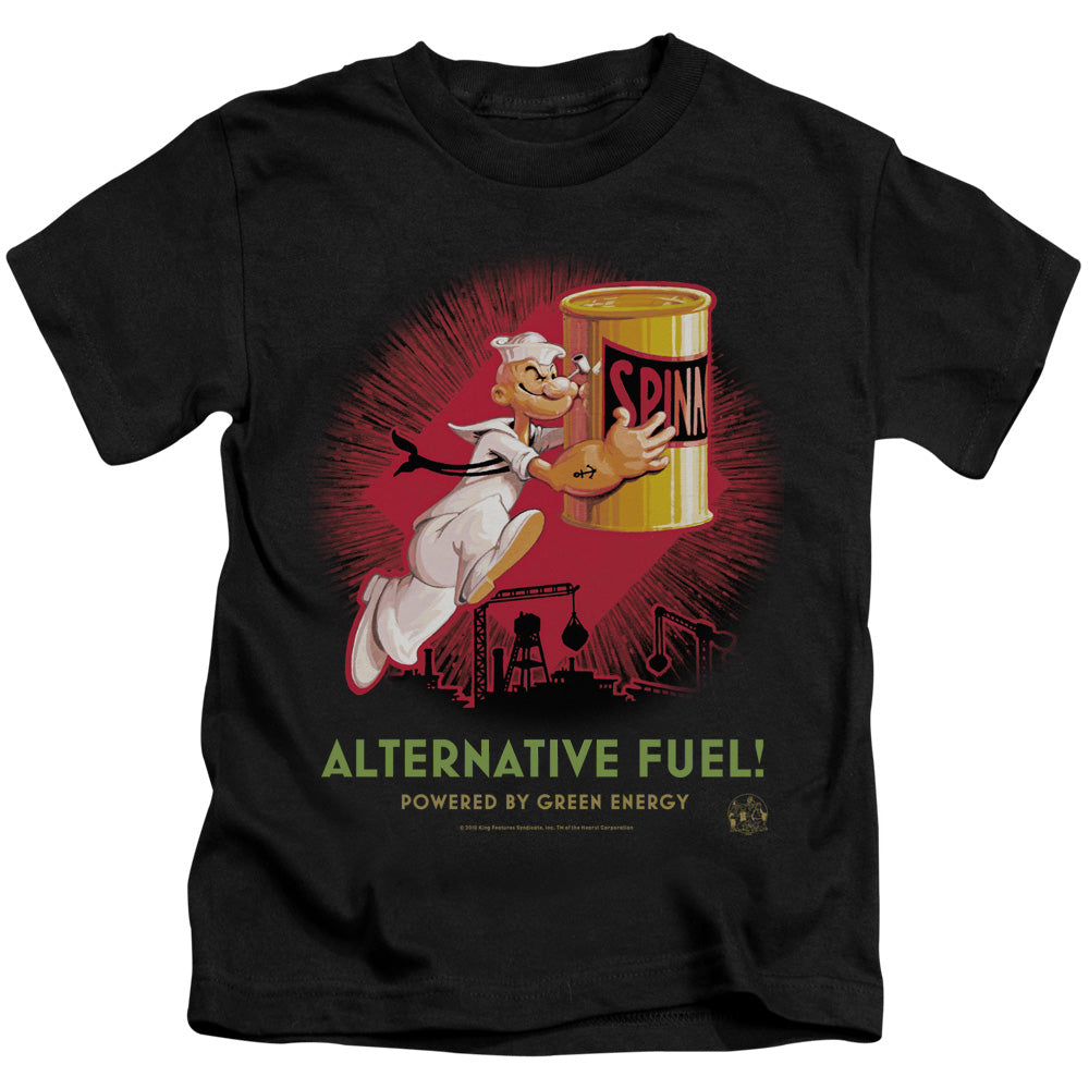 Popeye Alternative Fuel Juvenile Kids Youth T Shirt Black