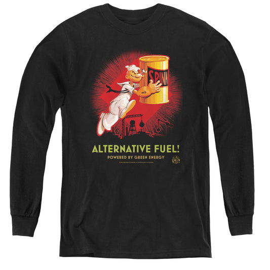 Popeye Alternative Fuel Long Sleeve Kids Youth T Shirt Black