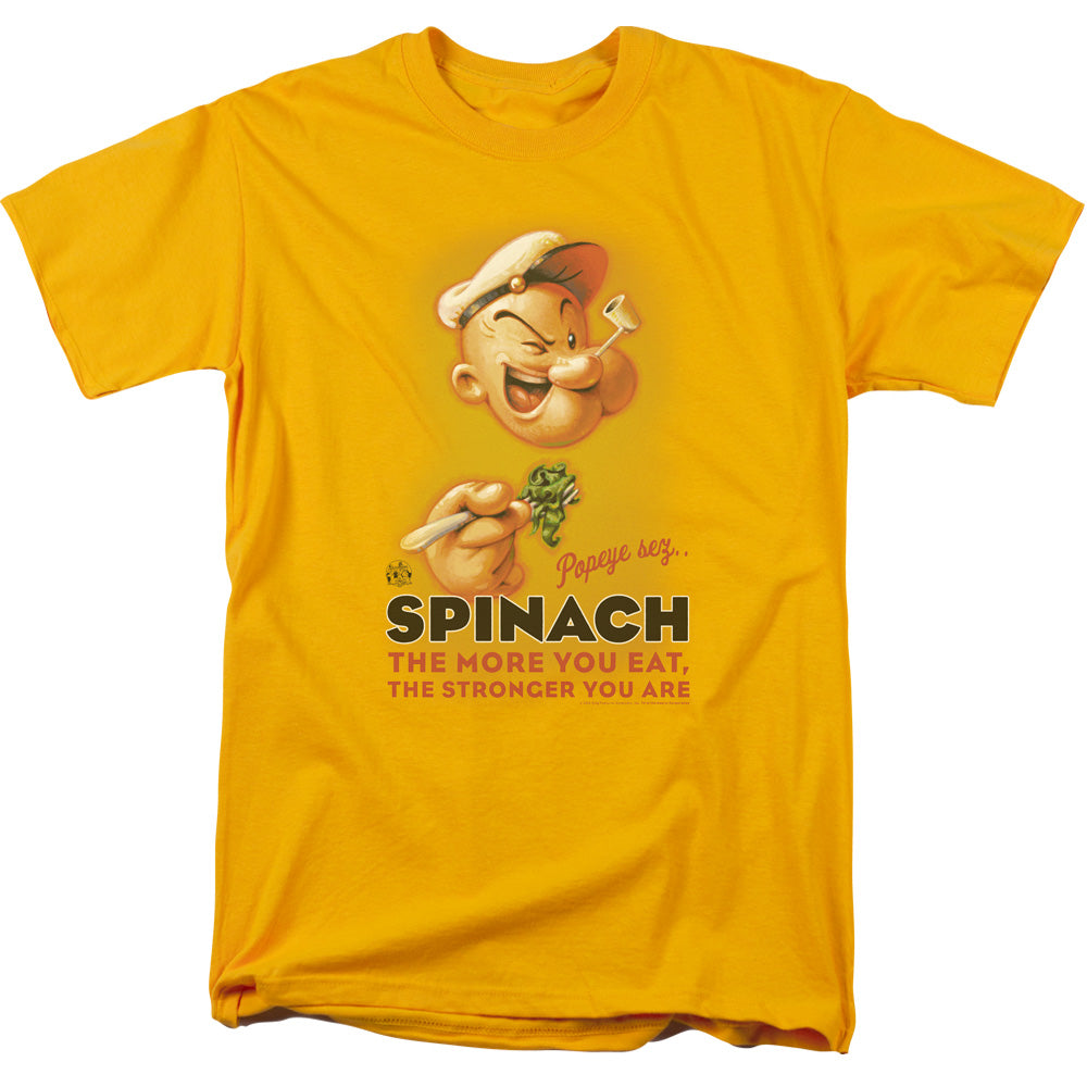 Popeye Spinach Retro Mens T Shirt Gold