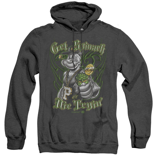 Popeye Get Spinach Heather Mens Hoodie Black