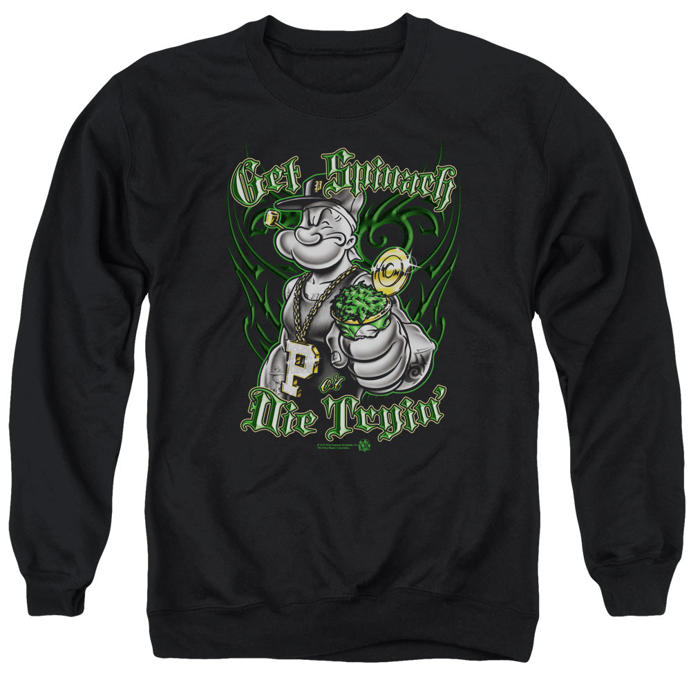 Popeye Get Spinach Mens Crewneck Sweatshirt Black