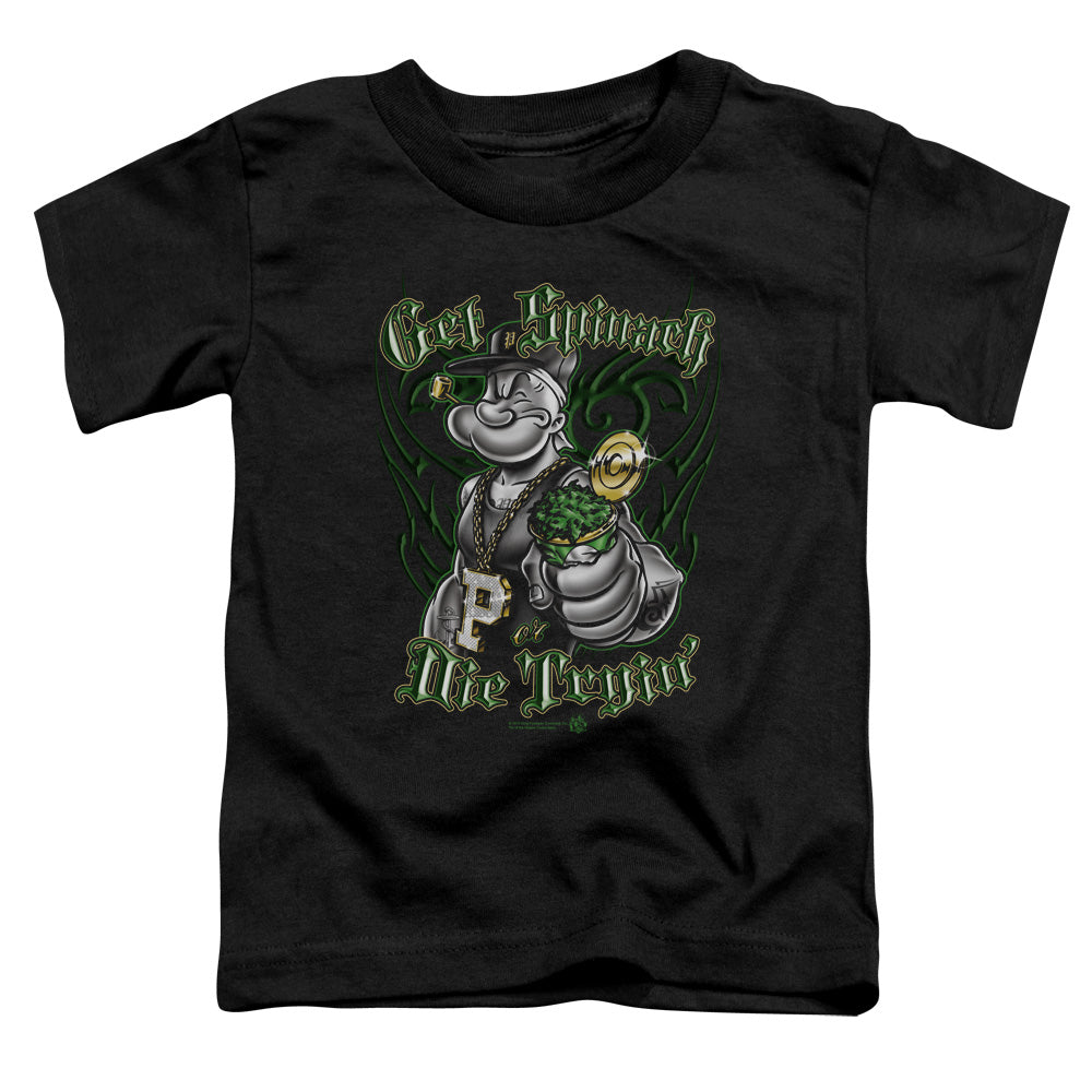 Popeye Get Spinach Toddler Kids Youth T Shirt Black