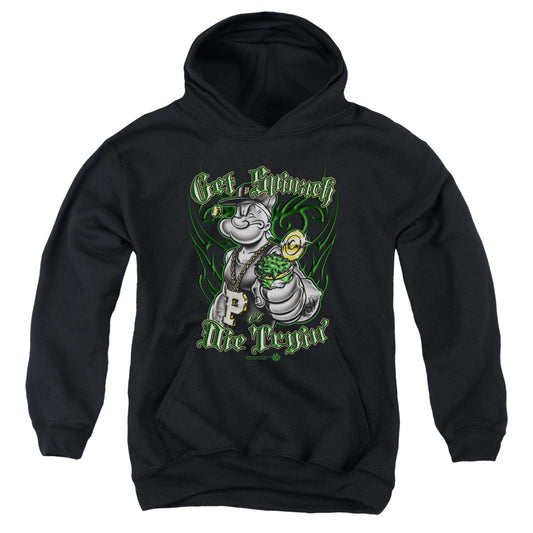 Popeye Get Spinach Kids Youth Hoodie Black